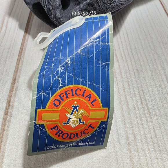 Budweiser Flex Hat Blue Gold Distressed NOS Drew Pearson Script Embroidery 2007 - Picture 7 of 8